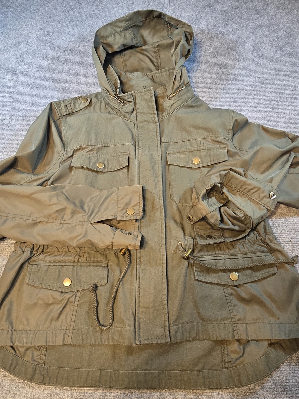 Maralyn & Me Olive Hooded Utility Military Jacket Women’s XL